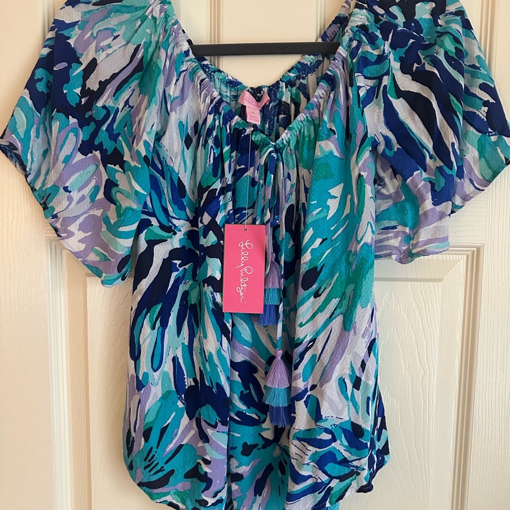 Lilly Pulitzer Women's Blue Floral Top